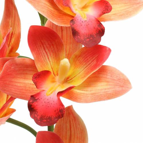 Floristik24 Orquídea flor artificial Cymbidium Orange 74cm