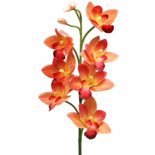Floristik24 Orquídea flor artificial Cymbidium Orange 74cm