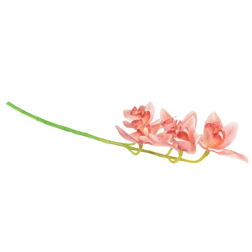 Itens Orquídea Cymbidium artificial 5 flores pêssego 65cm