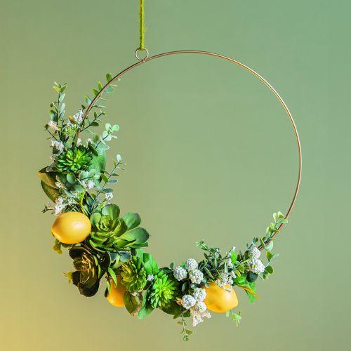 Floristik24 Anel decorativo de caixa DIY com decoração de limão para pendurar Ø40cm
