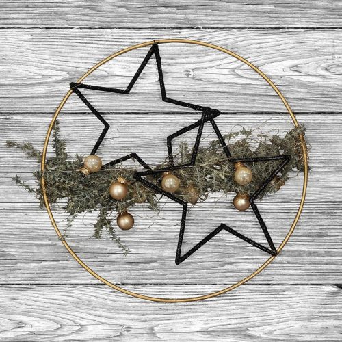 Floristik24 Caixa DIY decoração de janela Natal fio preto dourado Ø30cm
