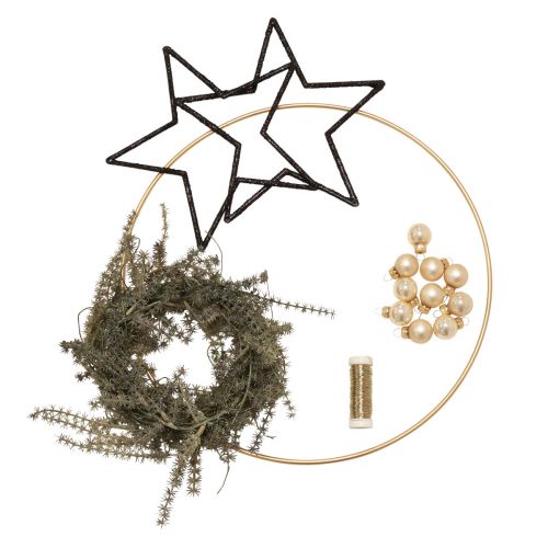 Floristik24 Caixa DIY decoração de janela Natal fio preto dourado Ø30cm