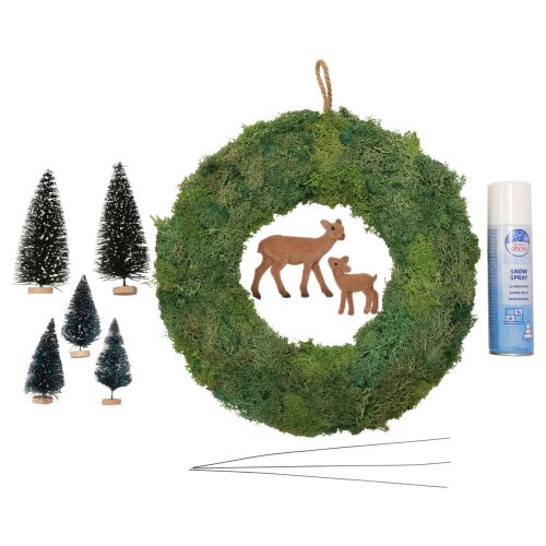 Caixa DIY guirlanda de musgo guirlanda de porta de floresta de inverno Natal Ø34cm
