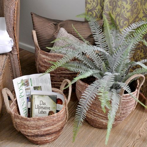 Floristik24 Cesto rattan nature/castanho Ø40/32/26cm 3uds