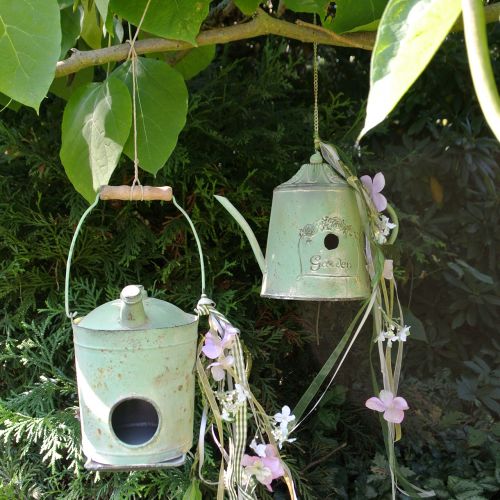 Floristik24 Barril de óleo de casinha de passarinho verde antigo Ø17cm Alt.23cm