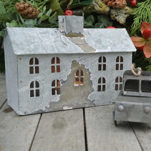 Itens Lanterna de metal, decoração para o Natal, chique gasto, lavado de branco, aparência antiga A12,5cm L17,5cm