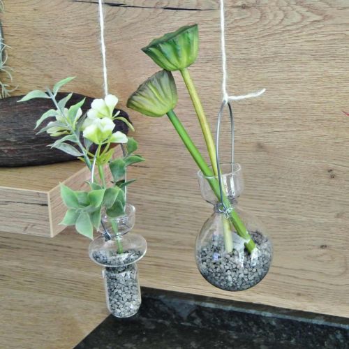Floristik24 Mini vasos de vidro para pendurar decoração de vidro com cabide de arame H14cm 4pcs