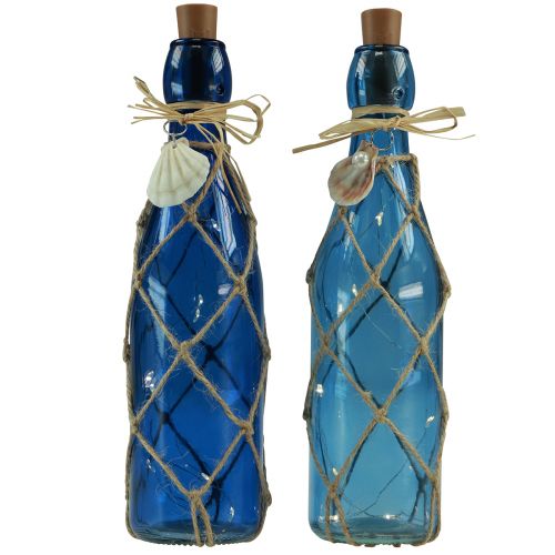 Garrafa de vidro garrafas azuis marítimas com LED Alt.28cm 2 unidades