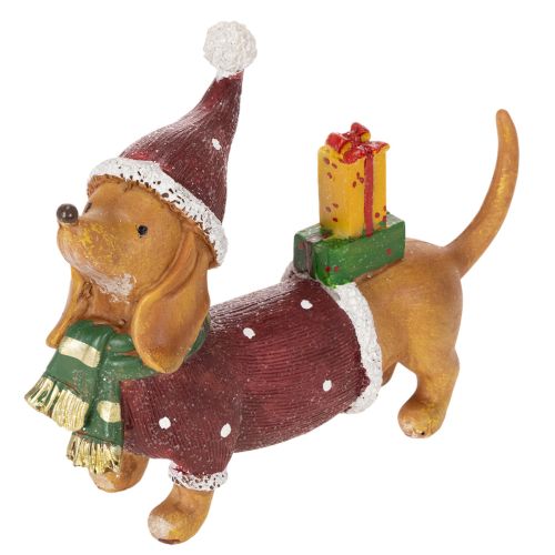 Estatueta decorativa de dachshund com embalagem para presente e chapéu, 18 cm comprar | Floristik24.pt
