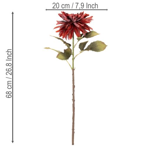 Flor artificial de dália com haste longa, 68 cm | Floristik24.pt