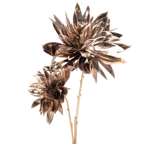 Flor artificial de dália, com haste longa e duas flores, 75 cm