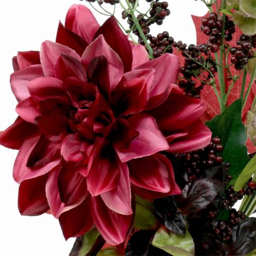 Floristik24 Buquê decorativo artificial com dália e bagas lilás 45cm