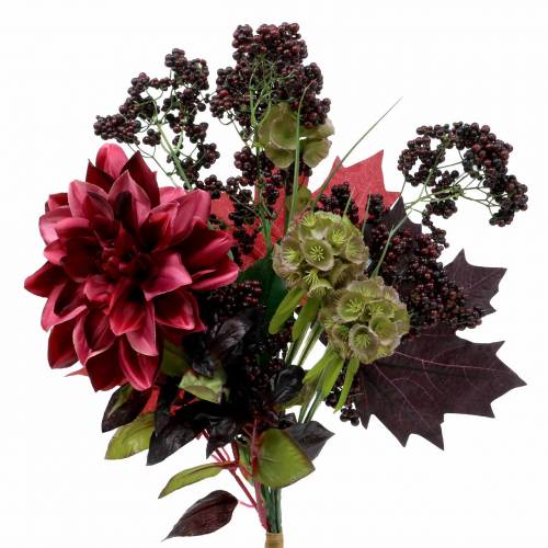 Floristik24 Buquê decorativo artificial com dália e bagas lilás 45cm