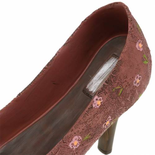 Floristik24 Bomba de sapato decorativa para planta de sapato marrom 24cm × 8cm H13.6cm