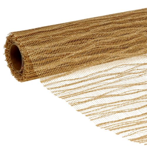Floristik24 Dobradiça de mesa Deco Wave 26cm x 300cm ouro metálico