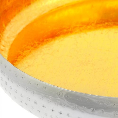 Floristik24 Tigela decorativa de metal redonda Bandeja dourada e prateada Ø36,5cm