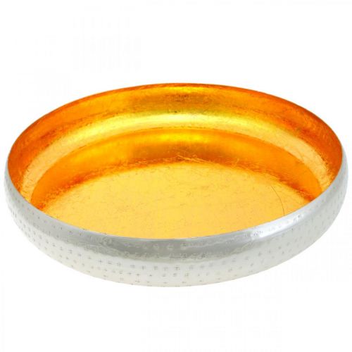 Floristik24 Tigela decorativa de metal redonda Bandeja dourada e prateada Ø36,5cm
