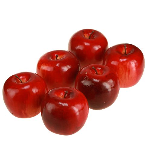 Itens Maçãs decorativas vermelhas brilhantes decoração de frutas artificiais 7,5 cm 6 peças