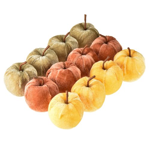 Itens Tecido decorativo maçãs veludo marrom amarelo Ø5cm H6cm 12 peças