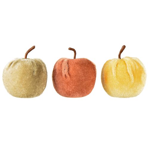 Itens Tecido decorativo maçãs veludo marrom amarelo Ø5cm H6cm 12 peças