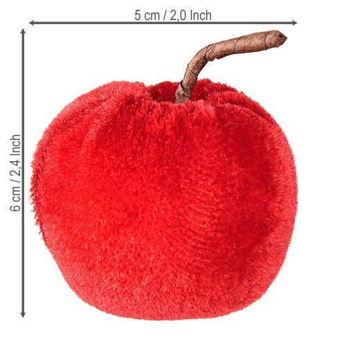 Itens Tecido decorativo de maçãs para decoração de outono veludo vermelho Ø5cm H6cm 12 peças