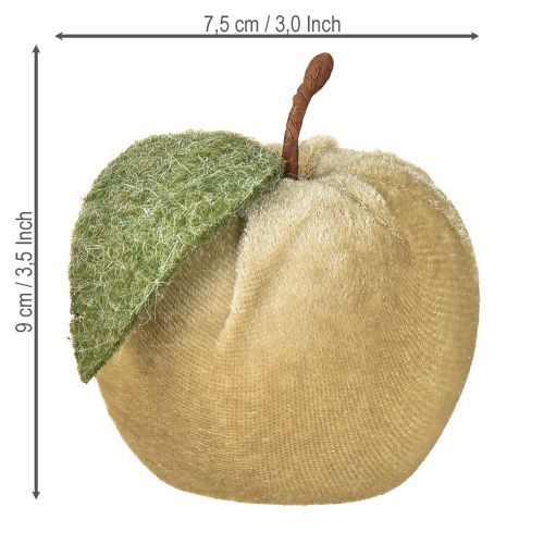Itens Maçã Decorativa Veludo com Folha Marrom Amarelo Ø7,5cm H9cm 9 peças