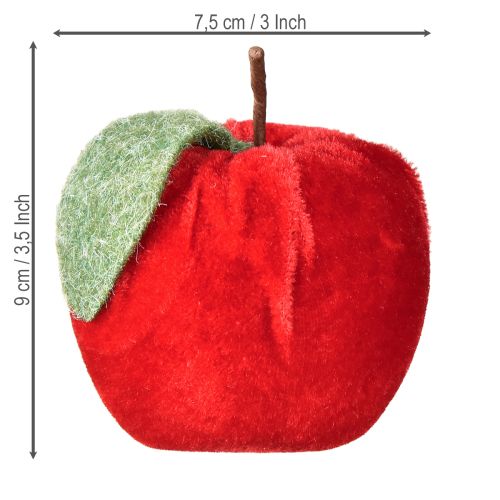 Itens Tecido decorativo de maçã com veludo de folha e feltro vermelho Ø7,5cm H9cm 9 peças