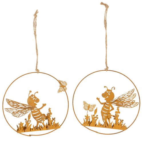 Abelha decorativa de metal, acabamento enferrujado, decoração de jardim para pendurar, Ø14cm, 4 peças comprar | Floristik24.pt