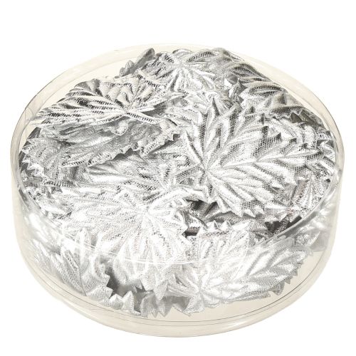 Itens Folhas decorativas de seda 5cm prata 60 un