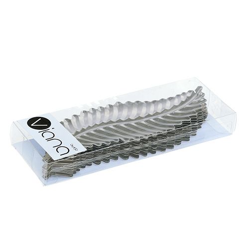 Floristik24 Folha decorativa feita de metal prata 4cm x 12cm 12pcs