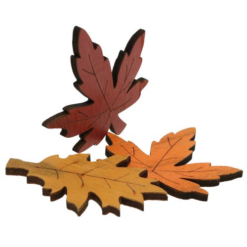 Floristik24 Folhas decorativas mistura madeira amarelo, laranja, vermelho escuro 8 cm 18 un