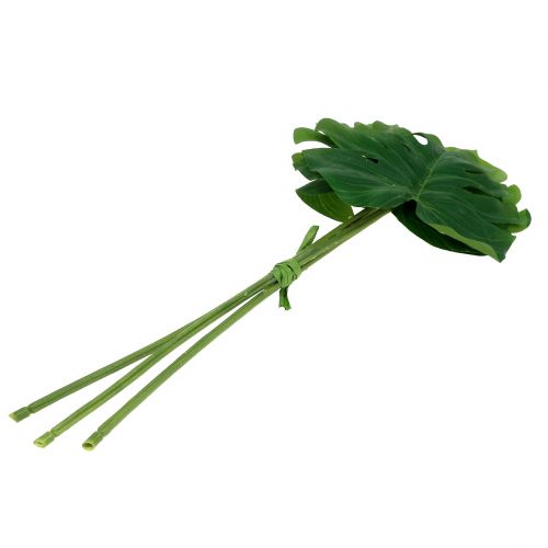 Floristik24 Folha Deco Folha Filo Verde L11cm L29,5cm 3pcs