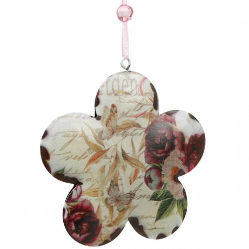 Floristik24 Flor decorativa para pendurar peônias nostálgica decoração de mola de metal 4 unidades