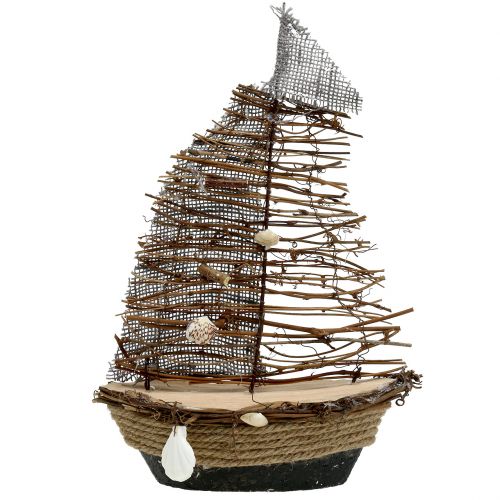 Floristik24 Barco decorativo com galhos e conchas 38cm