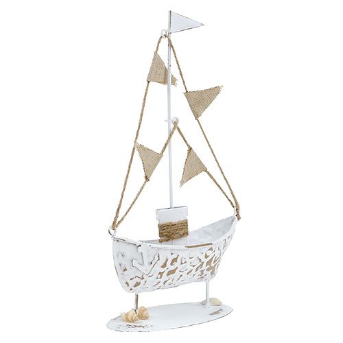 Floristik24 Barco decorativo em pé branco Alt.22cm