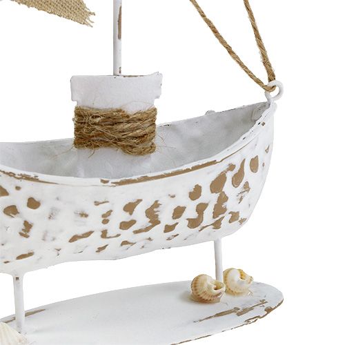 Floristik24 Barco decorativo em pé branco Alt.22cm