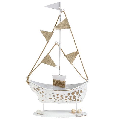 Floristik24 Barco decorativo em pé branco Alt.22cm