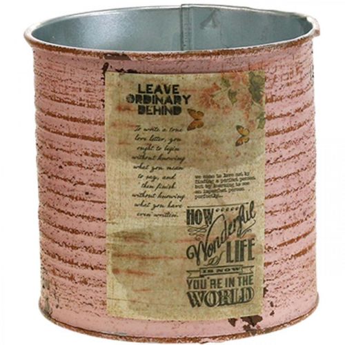 Itens Lata decorativa antiga lata de metal rosa para plantação Ø11cm A10,5cm