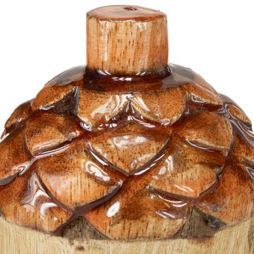 Itens Bolotas decorativas de madeira para decoração de mesa, nas cores verde, laranja e vermelha, 10 cm de altura, conjunto com 3 peças.