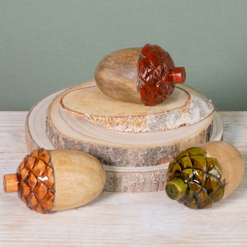 Itens Bolotas decorativas decoração de mesa de madeira verde laranja vermelho H10cm 3 peças