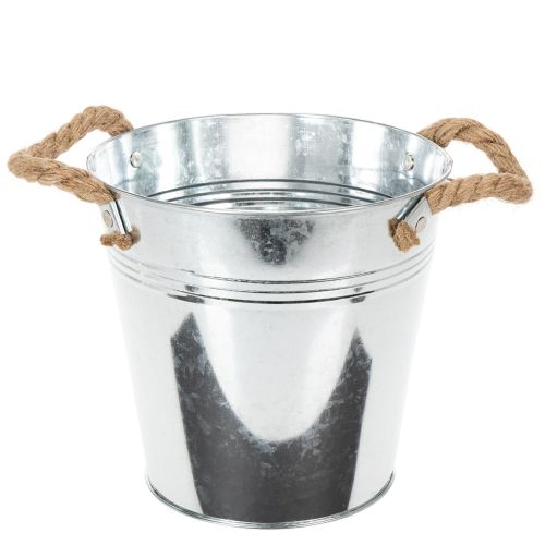 Balde decorativo de metal com alças de corda Ø20cm comprar | Floristik24.pt
