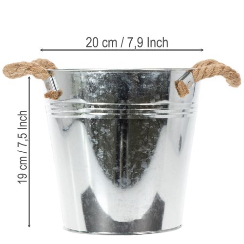 Balde decorativo de metal com alças de corda Ø20cm | Floristik24.pt