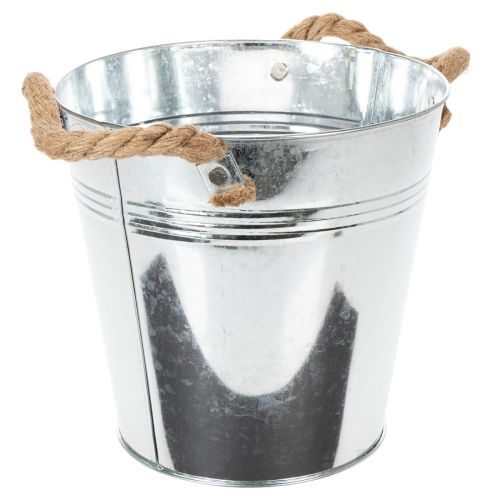 Balde decorativo de metal com alças de corda Ø20cm | Floristik24.pt