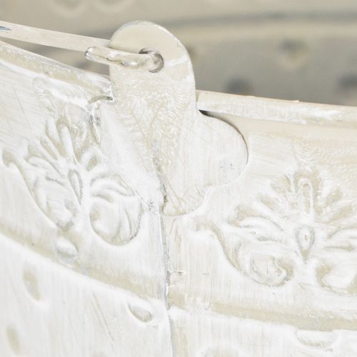 Balde decorativo, pintado de branco, com alça, Ø20,5cm, vaso de metal para decoração. | Floristik24.pt