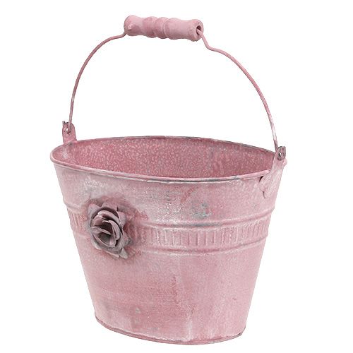 Floristik24 Balde decorativo rosa C17.5cm Alt.14cm