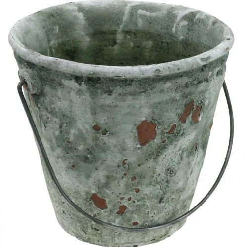 Floristik24 Balde decorativo, vaso de flores, balde de cerâmica aparência antiga Ø19,5cm H19cm