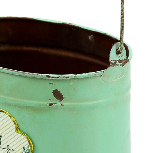 Floristik24 Balde decorativo oval com 2 conjuntos de motivos rosa verde 13,5 cm / 17 cm