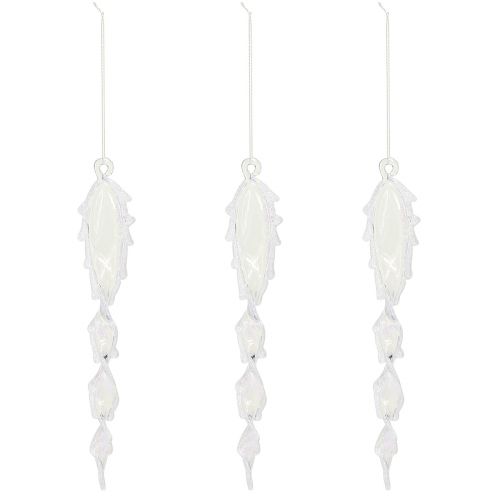 Itens Decoração decorativa de inverno com pingente de gelo para pendurar branco transparente 23m 4 peças