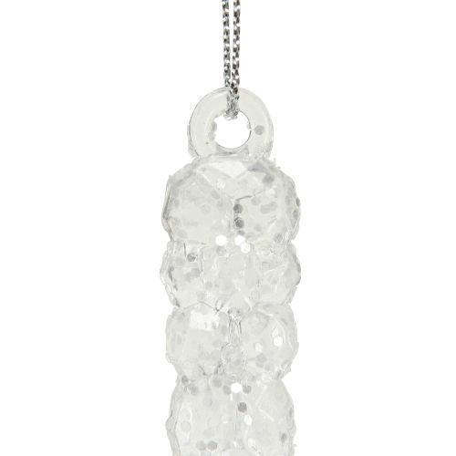 Floristik24 Pingentes de gelo decorativos para pendurar glitter transparente de inverno 14 cm 4 unidades