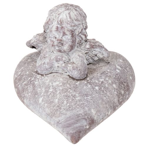 Itens Figura decorativa de anjo em coração feita de pedra fundida 15×13,5×12cm
